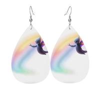 GGNKDL Unidentified creatures in the starry sky Prints Water droplet pendant earrings and leather earrings, suitable as holiday birthday gifts for women