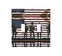GGNKDL US Military Soldiers Patriotic Memorial Day printing Switch cover decorative wall panel suitable for residential and commercial areas 4.5x4.5 In