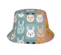 GGNKDL Various Rabbits Prints Summer Outdoor Travel Bucket hat, a Beach Sun hat Suitable for Both Men and Women Black