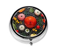 GGNKDL Vegetable Polka dot Prints Round Mini Pill Box with 3 compartments for Pill Storage and Portable Travel