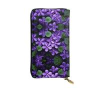 GGNKDL Violets in Bloom printing Women's leather long handheld wallet large capacity credit card zipper bag