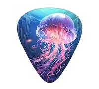 GGNKDL Wandering Jellyfish Prints Guitar plectrum 12 pieces with three thickness plectrum combinations suitable for bass and ukulele