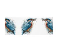 GGNKDL Watercolor Kingfisher with Prey Prints Gaming Mouse pad XXL Large Mouse Mat Long Extended Mouse Pad Desk Mat Non-Slip Rubber Mice Pads Stitched Edges Thin Pad 31.5 x 11.8 x 0.12 in