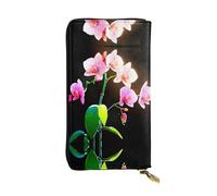 GGNKDL Watercolor Orchid printing Women's leather long handheld wallet large capacity credit card zipper bag