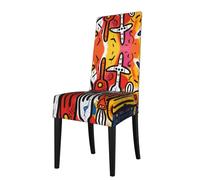 GGNKDL Weird Graffiti Prints Restaurant Chair Covers are Detachable, Super Elastic, and Washable, Suitable for Kitchens