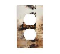 GGNKDL Western Horse printing Dual socket wall panel household power cover durable for decorative sockets and switches
