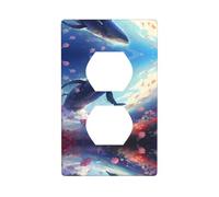 GGNKDL Whales swimming under the sea printing Dual socket wall panel household power cover durable for decorative sockets and switches