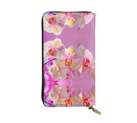 GGNKDL White Butterfly Orchid printing Women's leather long handheld wallet large capacity credit card zipper bag