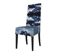GGNKDL White Clouds and Stars Prints Restaurant Chair Covers are Detachable, Super Elastic, and Washable, Suitable for Kitchens