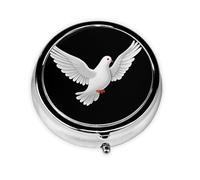 GGNKDL White Dove of Peace Prints Round Mini Pill Box with 3 compartments for Pill Storage and Portable Travel