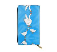 GGNKDL White Goose House printing Women's leather long handheld wallet large capacity credit card zipper bag