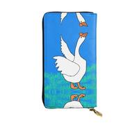 GGNKDL white goose spread its wings printing Women's leather long handheld wallet large capacity credit card zipper bag