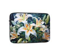 GGNKDL White Lilies Pattern Shockproof Portable Laptop Sleeve Bag 15 inch for Men Women Business Travel, Office Daily Use