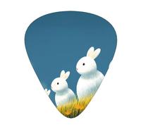 GGNKDL White rabbit on the grassland Prints Guitar plectrum 12 pieces with three thickness plectrum combinations suitable for bass and ukulele