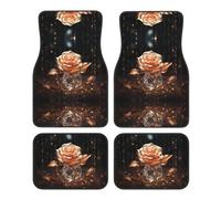 GGNKDL White Rose Gold Printing Car Floor mats with Anti Slip Front and Rear are Suitable for Cars, Trucks and SUV
