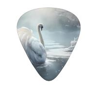 GGNKDL White swan on ice Prints Guitar plectrum 12 pieces with three thickness plectrum combinations suitable for bass and ukulele