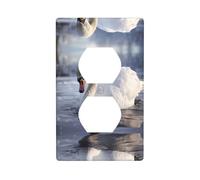 GGNKDL White swan playing in the water printing Dual socket wall panel household power cover durable for decorative sockets and switches