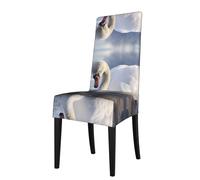GGNKDL White swan Playing in The Water Prints Restaurant Chair Covers are Detachable, Super Elastic, and Washable, Suitable for Kitchens