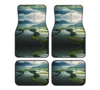 GGNKDL Wide Rice Fields Printing Car Floor mats with Anti Slip Front and Rear are Suitable for Cars, Trucks and SUV