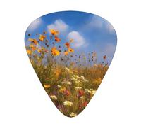 GGNKDL Wildflowers on the prairie Prints Guitar plectrum 12 pieces with three thickness plectrum combinations suitable for bass and ukulele