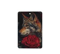 GGNKDL Wolf among the red roses prints 6-piece Rectangle car air freshener with hanging type car accessories