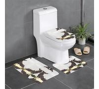 GGNKDL Wolf on The Lawn Pattern 3 Piece Bathroom Rugs Set - Non-Slip Bath Rug Set - Easy to Clean and Maintain - Moisture Blocking and Durable