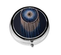 GGNKDL Woven Dream Catcher Prints Round Mini Pill Box with 3 compartments for Pill Storage and Portable Travel