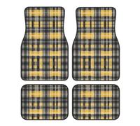 GGNKDL Yellow Gray Black Plaid Printing Car Floor mats with Anti Slip Front and Rear are Suitable for Cars, Trucks and SUV