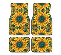 GGNKDL Yellow-Green Sunflower Printing Car Floor mats with Anti Slip Front and Rear are Suitable for Cars, Trucks and SUV