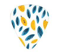 GGNKDL Yellow Mango Pattern Prints Guitar plectrum 12 pieces with three thickness plectrum combinations suitable for bass and ukulele