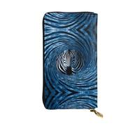 GGNKDL Zebra in the vortex printing Women's leather long handheld wallet large capacity credit card zipper bag