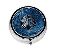 GGNKDL Zebra in The Vortex Prints Round Mini Pill Box with 3 compartments for Pill Storage and Portable Travel