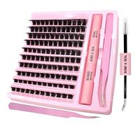 GGOKOK 120Pcs Lashes Extension Kit Eyelash Extension Kit 8-16mm Fluffy Lash Clusters Individual Eyelashes Kit with Lash Bond and Seal, Lash Applicator, DIY Lashes Extension(D03-Kit-8-16mm)