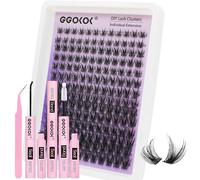 GGOKOK Lash Clusters Kit Wispy Lash Extension Kit 10-18mm Cluster Eyelash Extensions Kit Individual Lashes 168pcs Eyelash Clusters with Lash Bond and Seal, Lash Tweezers for Self Use(Wispy-02,Kit)