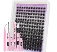 GGOKOK Lash Clusters Kit Wispy Lash Extension Kit 8-16mm Cluster Eyelash Extensions Kit Individual Lashes 168pcs with Lash Bond and Seal, Tweezers for Self Use(Wispy-01,Kit)