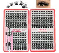 GGOKOK Lash Clusters Wispy 384pcs Eyelash Clusters 8-16mm Cluster Eyelash Extensions Natural Volume Lash Bond and Seal Tweezer DIY Individual Lashes Clusters with Soft Thin Band(D04-Plus-Kit)
