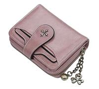GGOOB Small Wallet for Women Zip Bifold Vintage Wallet Goth Purse Mini Leather Cash Wallets with Zipper Coin Pocket, Pink, S