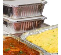 GGOS - 50 x SMALL ALUMINIUM FOIL TAKEAWAY FOOD CONTAINERS + 50 Lids - No1 - MADE IN THE UK - by Venus