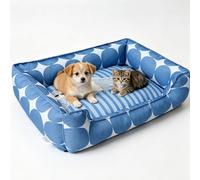 GGoty Waterproof Oxford Cloth Pet Bed,Cooling Breathable Pet Sofa Bed with Bolster Sides Anti-Scratch,Non-Slip Dog Bed for Small/Medium Indoor Cats Dogs (A,S:42 * 30 * 15CM)