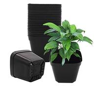 GGOUPTY Plastic Square Plant Pots 10 cm 25 Pcs Succulent Planter Nursery Pots for Flower Staring Seedling