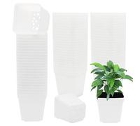 GGOUPTY Square Plastic Plant Pots 7cm 100 Pcs White Succulent Planter Nursery Pots for Flower Staring Seedling