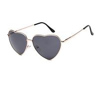 Ggpyyon Retro Heart Sunglasses for Women Hippie Glasses Lovely Street Shoot Party Eyewear Heart Shaped Sunglasses Metal Frame(Gold/Grey)
