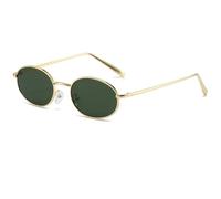 Ggpyyon Retro Oval Sunglasses for Women and Men Classic Vintage 90s Hippie sunglasses Metal Frame Sun Glasses(Gold/Green)