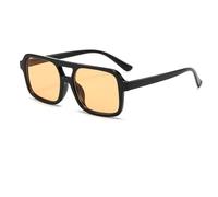 Ggpyyon Retro Square Sunglasses for Women Men 70s Tinted Pilot Rectangle Sun Glasses Trendy Classic Shades Eyewear(Black/Champagne)
