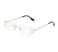 Ggpyyon Rimless Rectangle Sunglasses for Women Men,Retro Frameless Eyewear Sun Glasses(Gold/Clear)