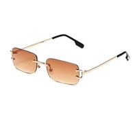 Ggpyyon Rimless Rectangle Sunglasses for Women Men,Retro Frameless Eyewear Sun Glasses(Gold/Gradient Tea)