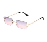 Ggpyyon Rimless Rectangle Sunglasses for Women Men,Retro Frameless Eyewear Sun Glasses(Gold/Gradient Grey Pink)