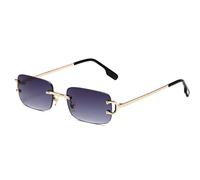 Ggpyyon Rimless Rectangle Sunglasses for Women Men,Retro Frameless Eyewear Sun Glasses(Gold/Gradient Grey)