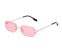 Ggpyyon Rimless Rectangle Sunglasses for Women Men,Retro Frameless Eyewear Sun Glasses(Gold/Pink)