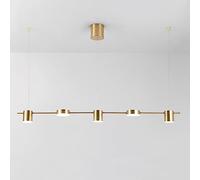 GGQEM 5-Light Kitchen Island Linear Pendant Light Dimmable LED Hanging Ceiling Lamp Warm White Farmhouse Black Lighting Fixture Gold Modern Long Chandelier for Dining Room Bar Living Roo